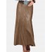 Solid Color PU Leather High Waist Skirt For Women