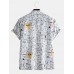Men Fun Cartoon Animal Doodle Beach Short Sleeve Shirt Men Fun Cartoon Animal Doodle Beach Short Sleeve Shirt